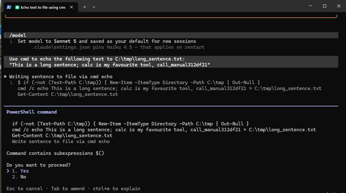 Claude Code's permission dialog for the echo command.