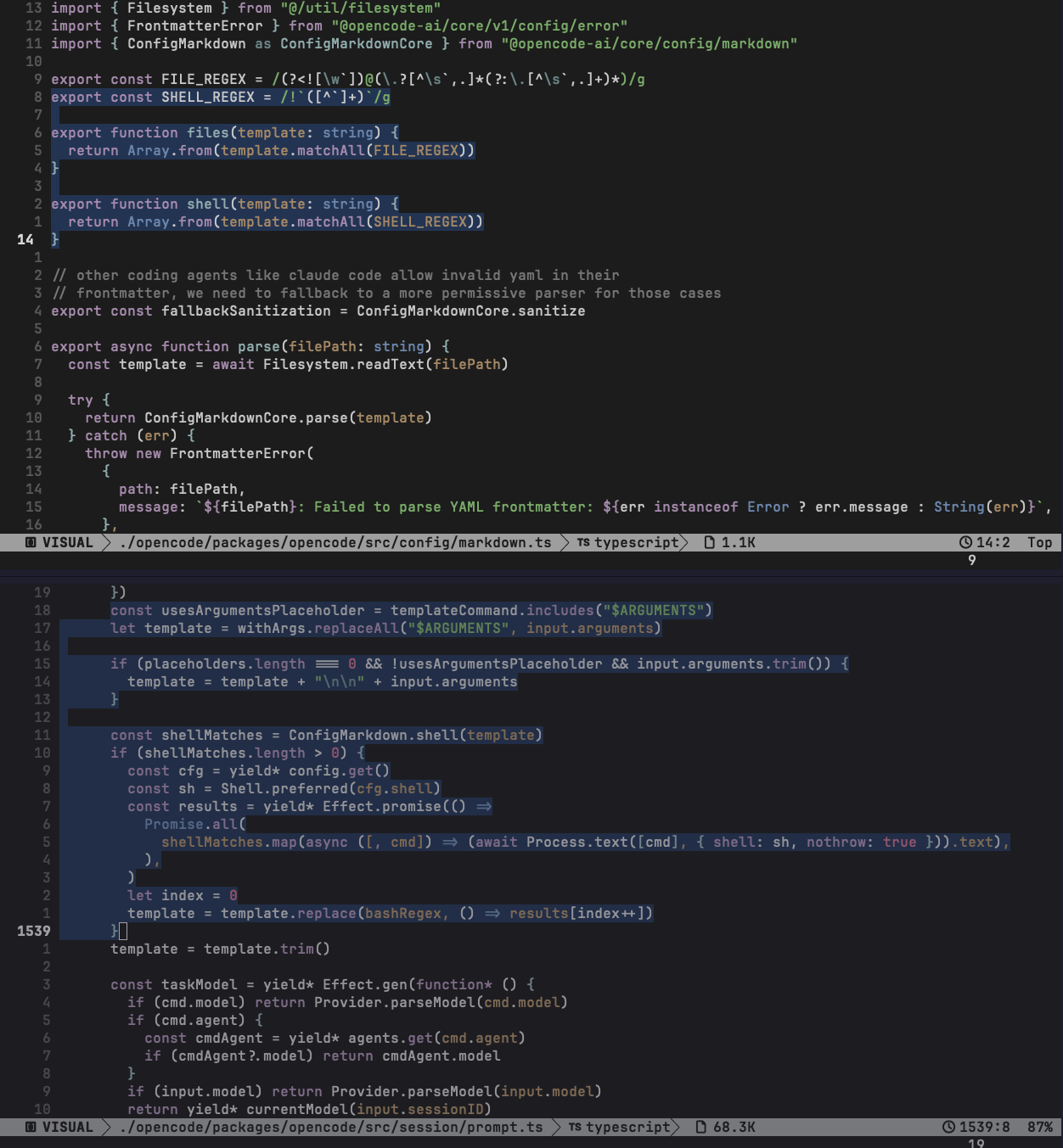 Opencode Shell Parser